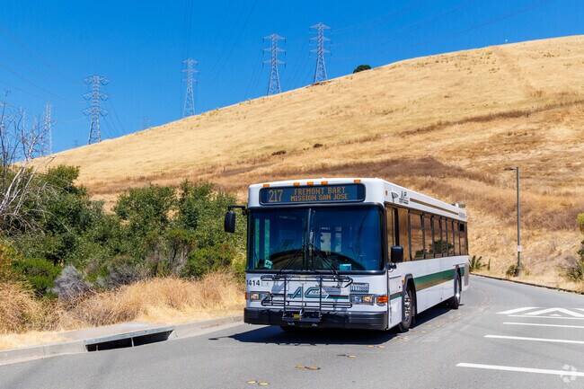 Bus is a reliable form of transportation within Mission San Jose and the surrounding area.