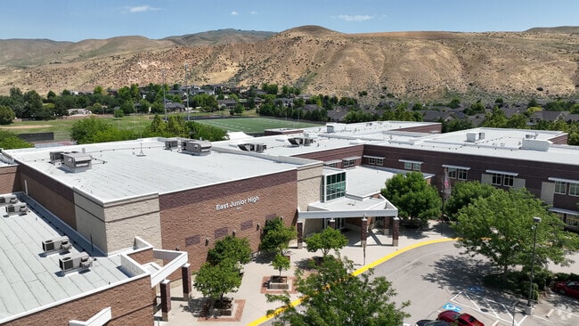 East Junior High School aerial view with athletic fields.