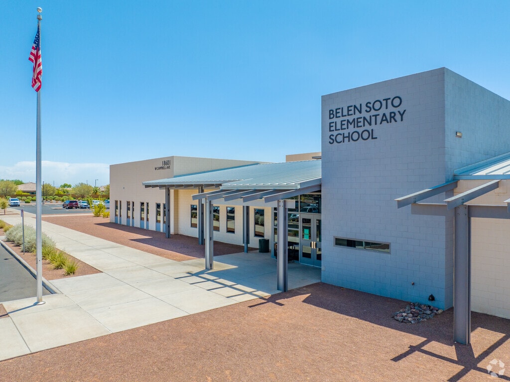 Belen Soto Elementary School is in the middle of a modern community in Goodyear, AZ.