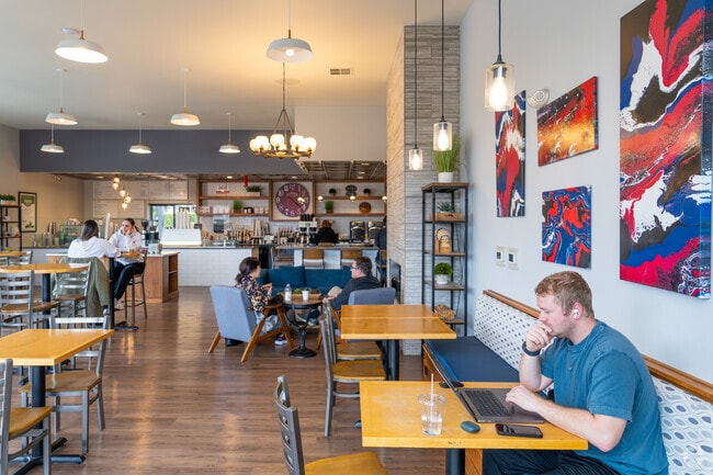 Creed Coffee Co. has a bright dining room with plenty of space to work or meet up with friends.