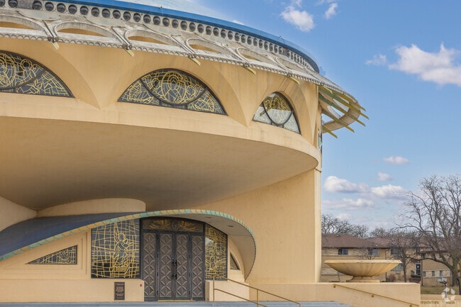 Annunciation Greek Orthodox Church, designed by Frank Lloyd Wright, stands near Grantosa.