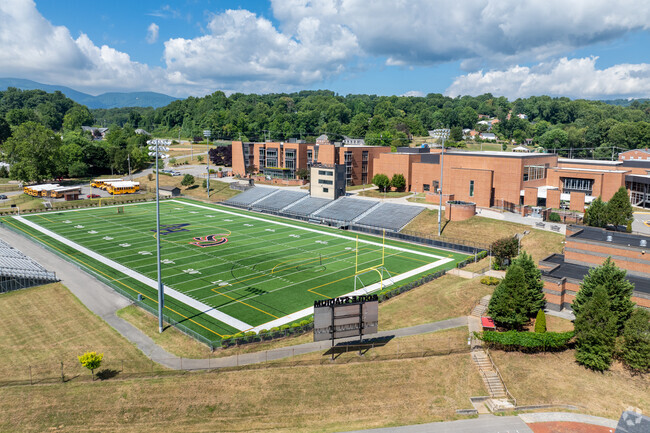 A view of the expansive campus of Cave Spring Middle School.
