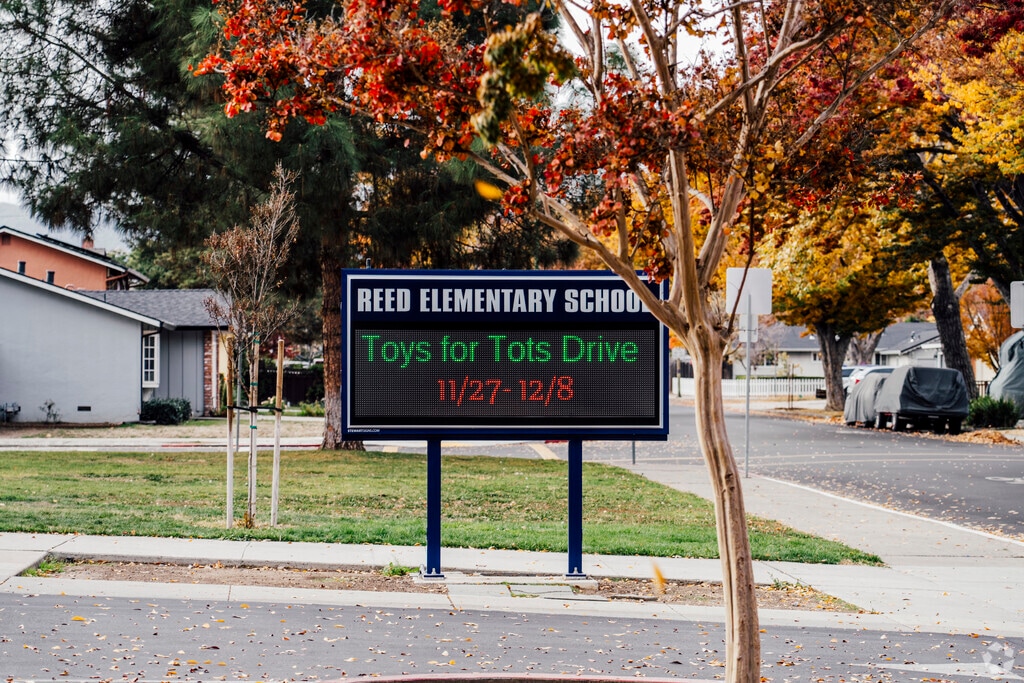 The signage of Reed Elementary School in San Jose, California.