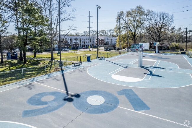 The basketball court at Robert Howza Park proudly displays Binghampton's area code.