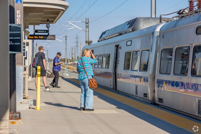 Commuters to the Mile-High City can board the Light Rail G train at Wheat Ridge Ward Station.