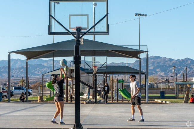 Challenge your friends to a game of basketball at Western Park.