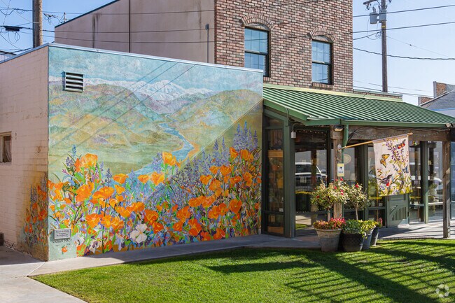Many of the downtown Exeter businesses enjoy the beautiful murals painted on their exterior walls.