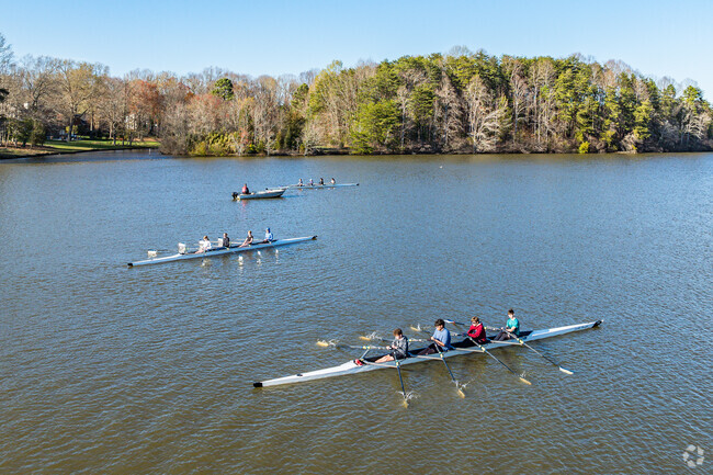 The Triad United Rowing Association practices on Oak Hollow Lake near Hickswood.
