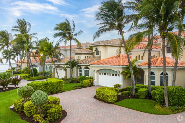 Water-front Mediterranean-inspired properties line the streets.