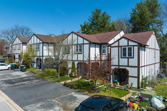 Quaint townhomes with German influences can be seen throughout the Pike Creek neighborhood.