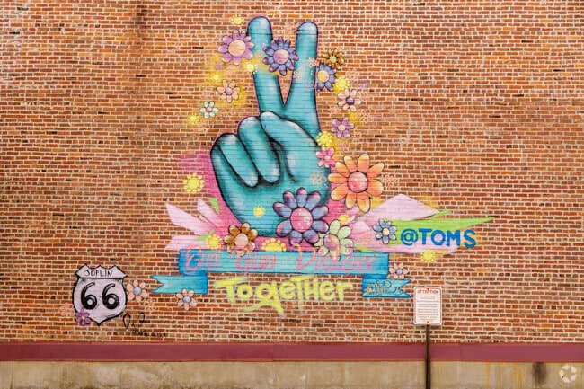 Colorful murals can be found throughout the Downtown Joplin neighborhood.