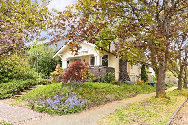Homes on corner lots in Wallingford often have ample cover from the weather by adjacent trees.