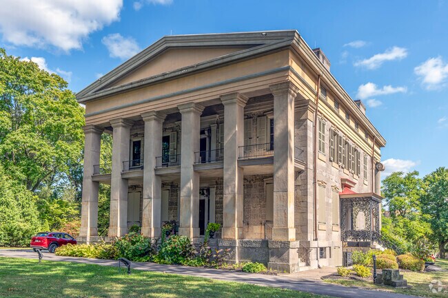 The Baker Mansion, now a museum, is a Greek Revival home built in 1849.