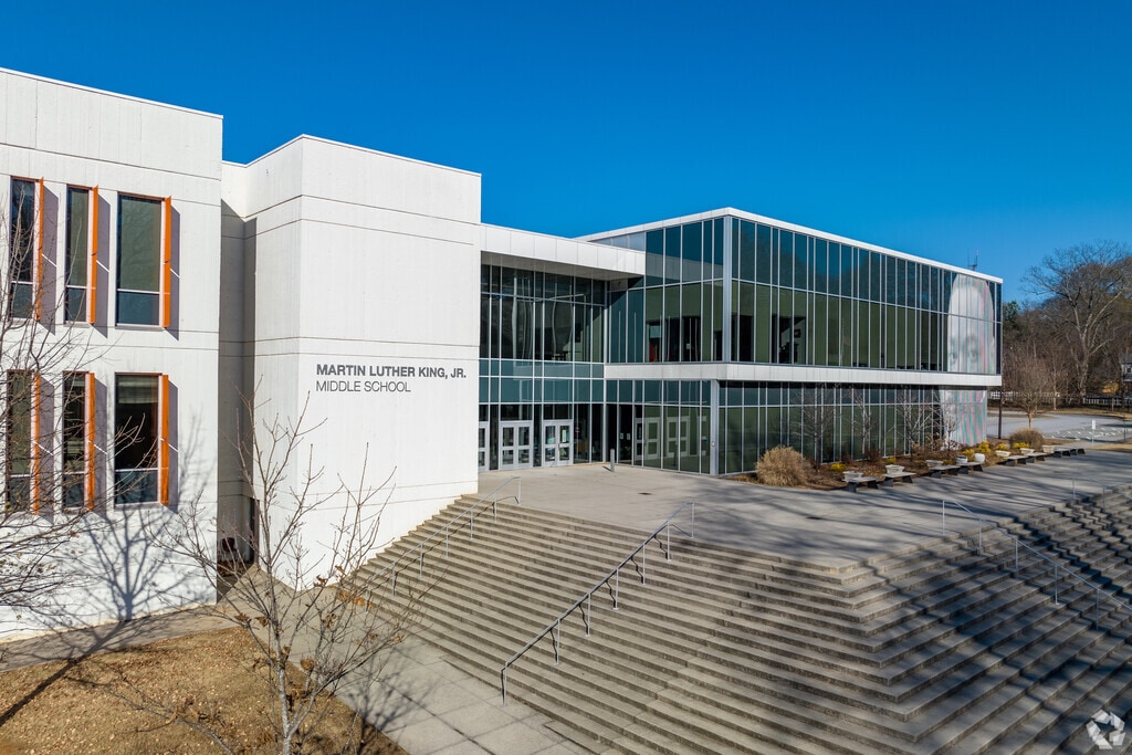 Front entrance of Martin Luther King Jr. Middle School.