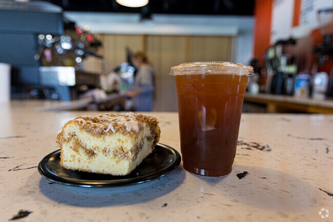 Kirkmere's The Cub Cafe is famous for their cinnamon coffee cake and iced Americanos.