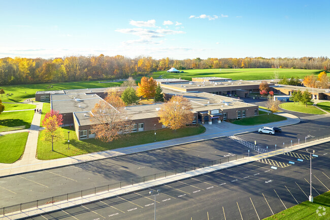 Aerial view of Dudley Elementary School.