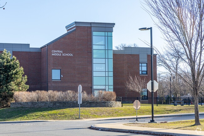 The arrival area at the Stoneham Central Middle School in Stoneham, MA.