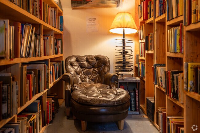 Cozy up with a good book at this quiet nook, near Gaffney Lane's local bookstores.