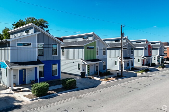 Newly built homes line this street, adding a fresh vibe to the character of Original Town South.