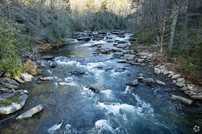 Cascade Lake is located in DuPont State Park in Hendersonville, NC.
