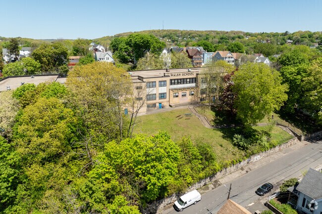 Walsh School overlooks Waterbury.