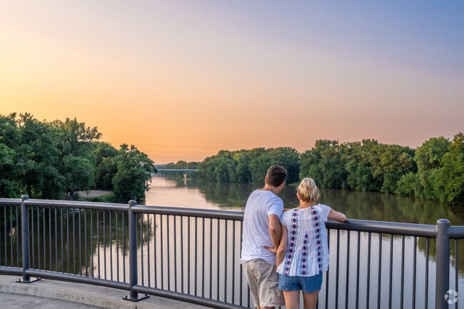 The picturesque Wabash River along Downtown Lafayette is the perfect place to watch the sunset.