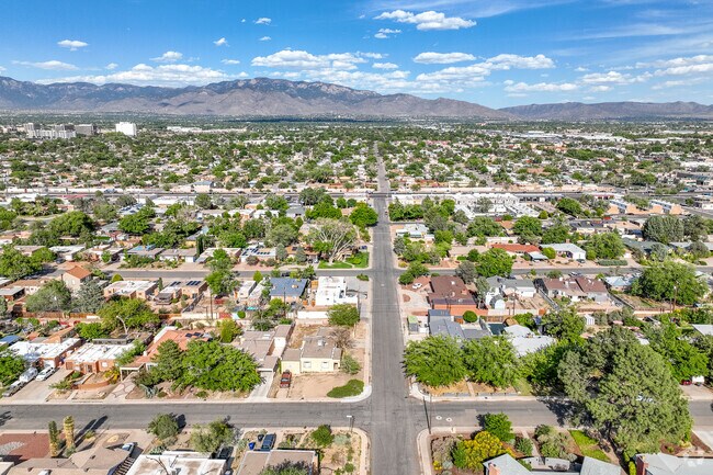 The grid-ordered residential streets of Pueblo Alto are generally lined with squat mid-century ranch-style homes.