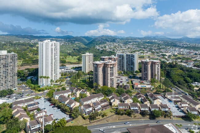 High rise condominiums offer stunning views of Aiea.
