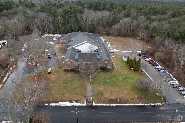 Aerial view of The Clayville School in Scituate, Rhode Isalnd.