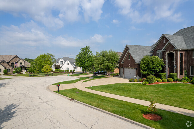 A row of homes in the Big Run neighborhood displaying popular home styles.