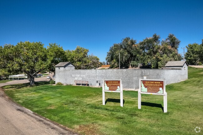 A replica of historical Fort Boise stands at the Southeast entrance into Parma.