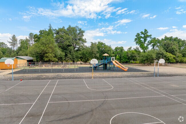 Students of North Cow Creek Elementary School like to play basketball.
