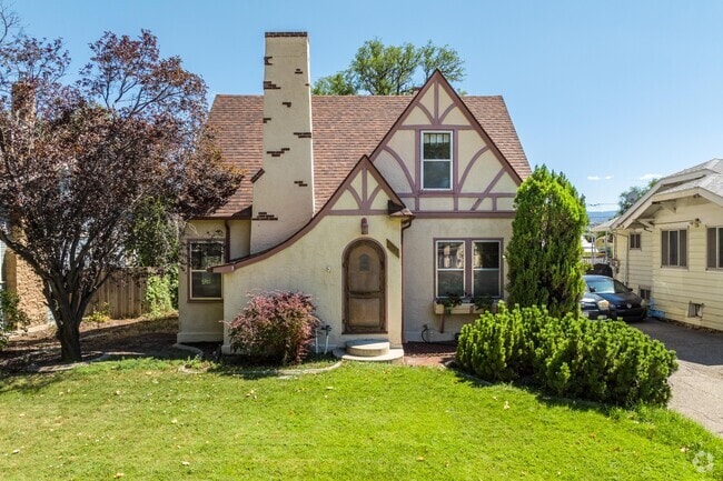 Single family homes of the Tudor style can be found near downtown Grand Junction Colorado.