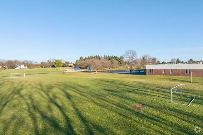 Grassy fields are great for recess at Lower Nazareth Elementary School.