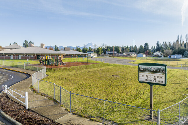 Foothills Elementary School signage going into school driveway.