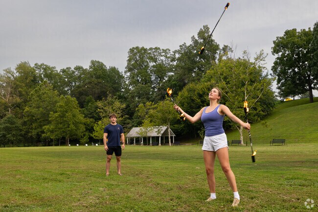 Booker T. Washington park in Ride Hill, near Barracks Road, is large enough to do anything.