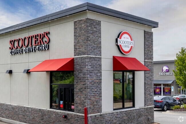 Scooter’s Coffee in Chapel Ridge offers drive-thru service for coffee and quick bites.