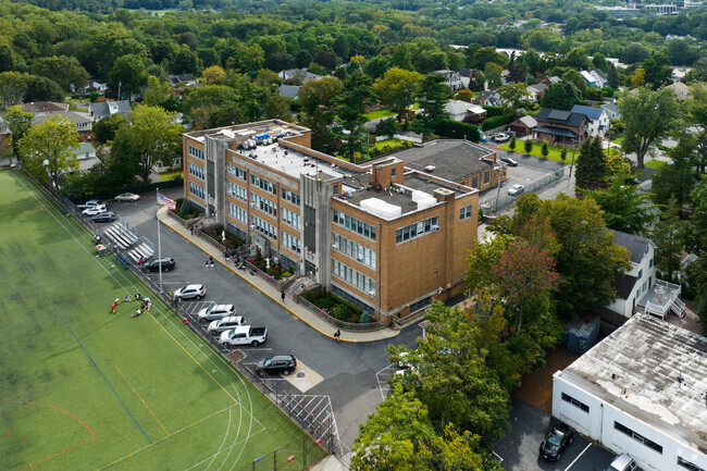 St Mary's College Preparatory High School has a large soccer file in front of the main building