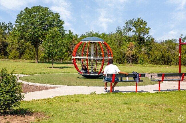 Kids can climb on the playground at Matlock Heights’s Dr. Glen Dey Park.