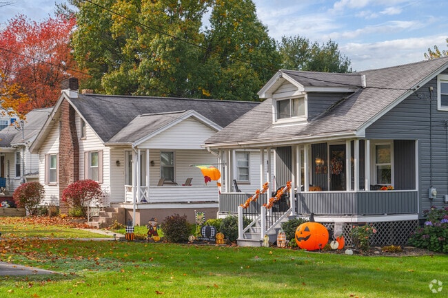 Bungalows typically come with small shaded front porches in Chippewa Township.
