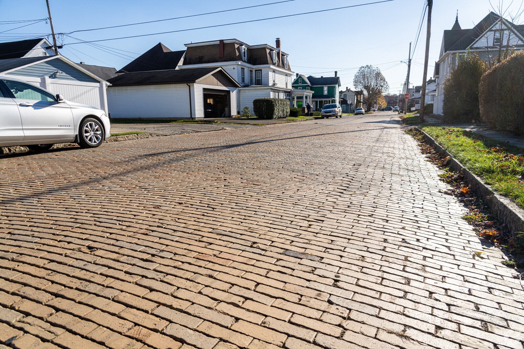 Brick paving gives these Scottdale an old-world feel in western Pennsylvania.