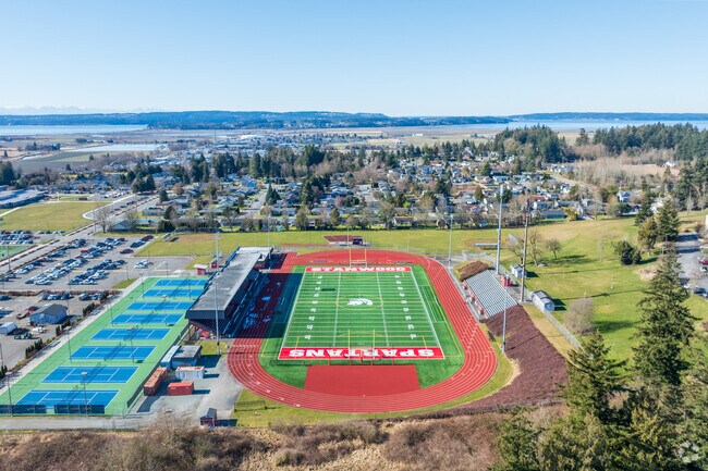 Stanwood High School earns a B grade from Niche and serves the older students in the area.