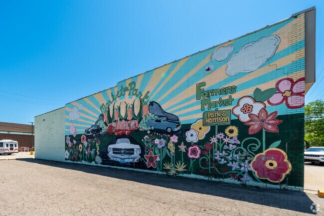A colorful mural marks the spot for the Allen Park farmers' market.