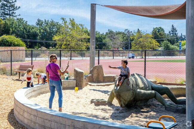 At Playground Fantastico play areas includes a sand pit with animal statues.