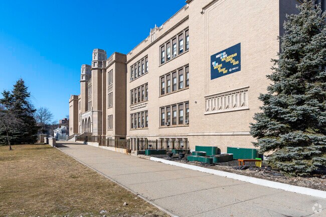 The outward appearance of Nathanael Greene Middle School in Providence.