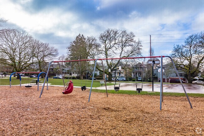 Swings can be seen all over Buckman, Portland, Oregon.