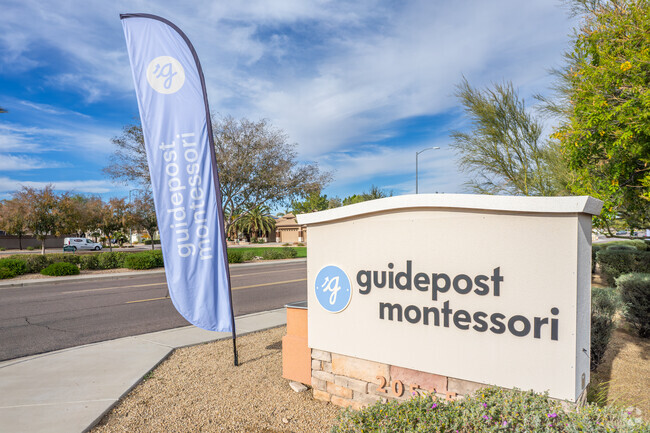 The monument sign greets you at Guidepost Montessori at Peoria in Peoria.