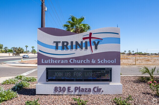 Trinity Lutheran School's welcoming monument sign in Litchfield Park.