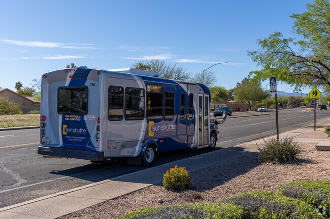 With very limited service, Sun Tran shuttles stop along major roads near Civano.