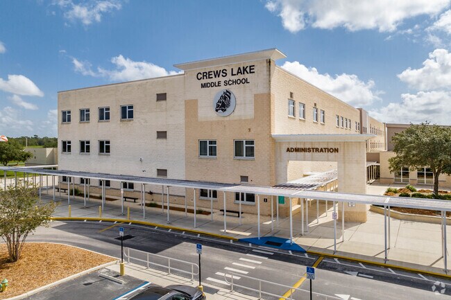 Crews Lake Middle School welcomes tweens to learn in sixth- through eighth-grade classes.